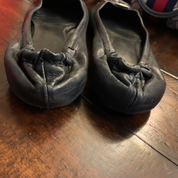 Tory Burch Black/Silver Leather Reva Flats -- Size 8.5 - Picture 7 of 13